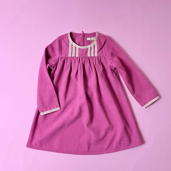 NWT Bemon|  Toddler Girl's Dress With Shirring And Lace Trim Size 4-5T - Picture 1 of 9